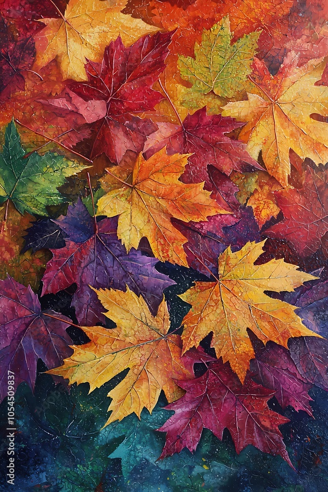 Autumn maple leaves creating a vibrant scene Autumn maple leaves creating a vibrant scene
