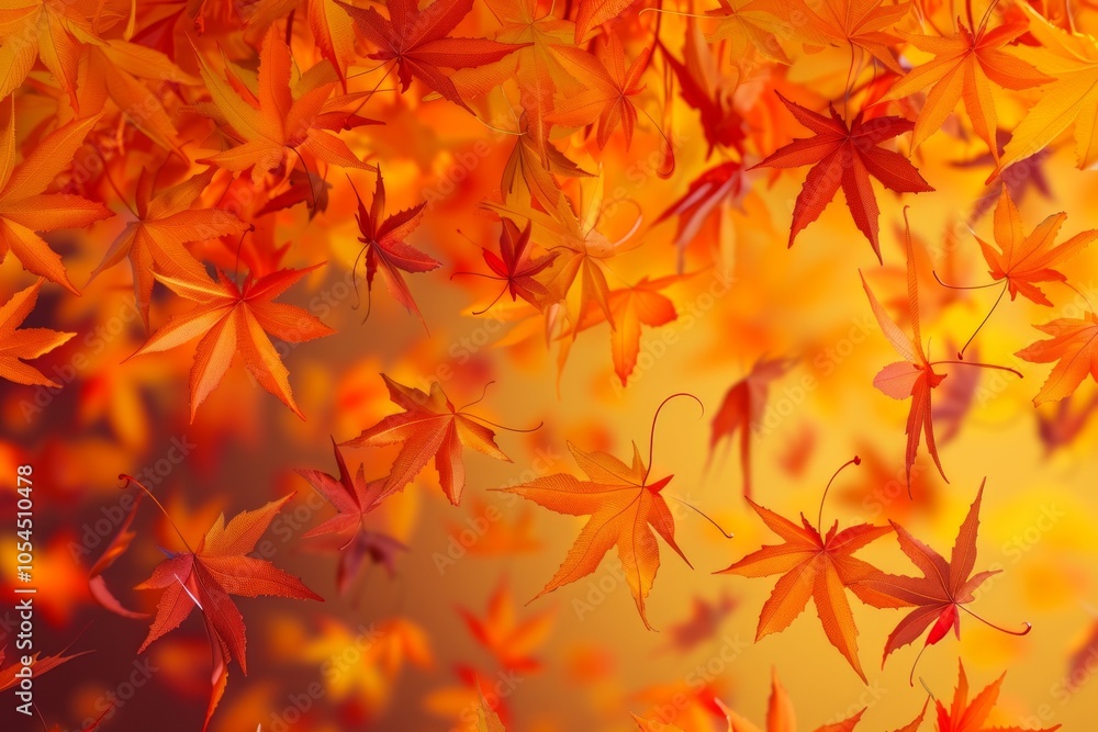 Orange fall leaves in park, autumn natural background. Neural network ai generated art Orange fall leaves in park, autumn natural background. Neural network ai generated art