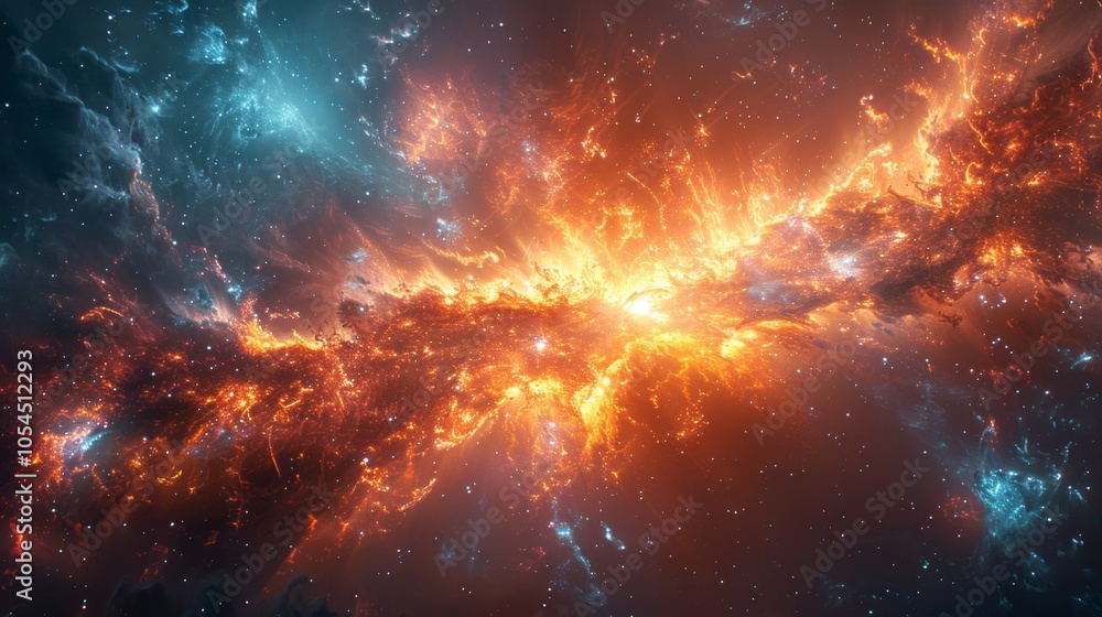 Fototapeta premium Cosmic Nebula: A Starry Symphony of Color and Light
