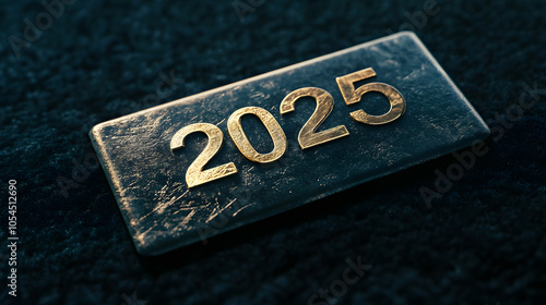 a metal with the number "2025" engraved in gold