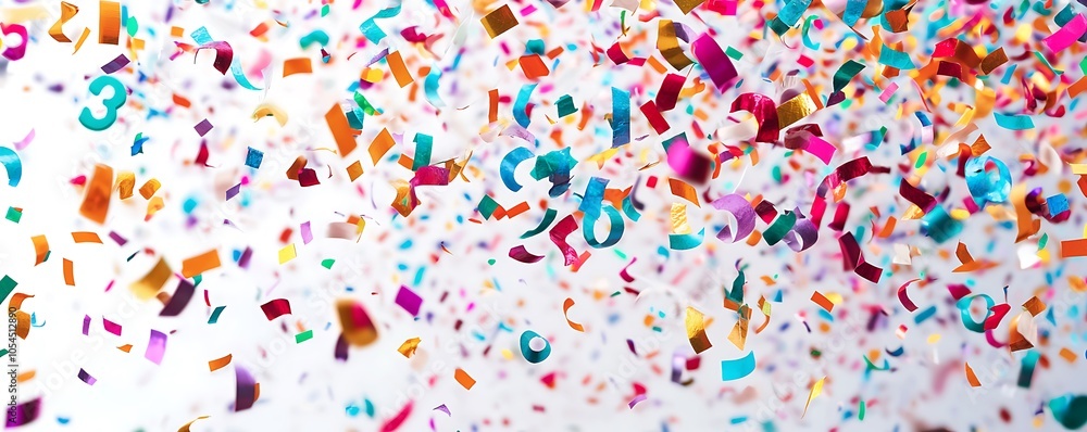 Celebration of New Year 2025 with colorful confetti and numbers Celebration of New Year 2025 with colorful confetti and numbers