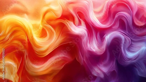 Colorful flowing waves in vibrant gradient hues of orange and purple. Created with Generative AI