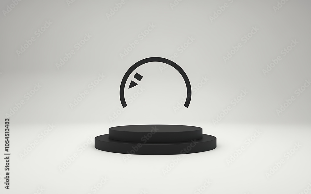 Minimalist black and white 3D podium for product display Minimalist black and white 3D podium for product display