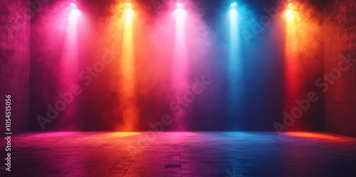 Wallpaper Mural Abstract background of an empty stage with colorful spotlights, light and shadow, neon lights. Torontodigital.ca