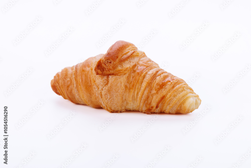 Perfectly baked croissant against an infinite white background, displaying its golden-brown layers and inviting aroma, ideal for food photography Perfectly baked croissant against an infinite white background, displaying its golden-brown layers and inviting aroma, ideal for food photography