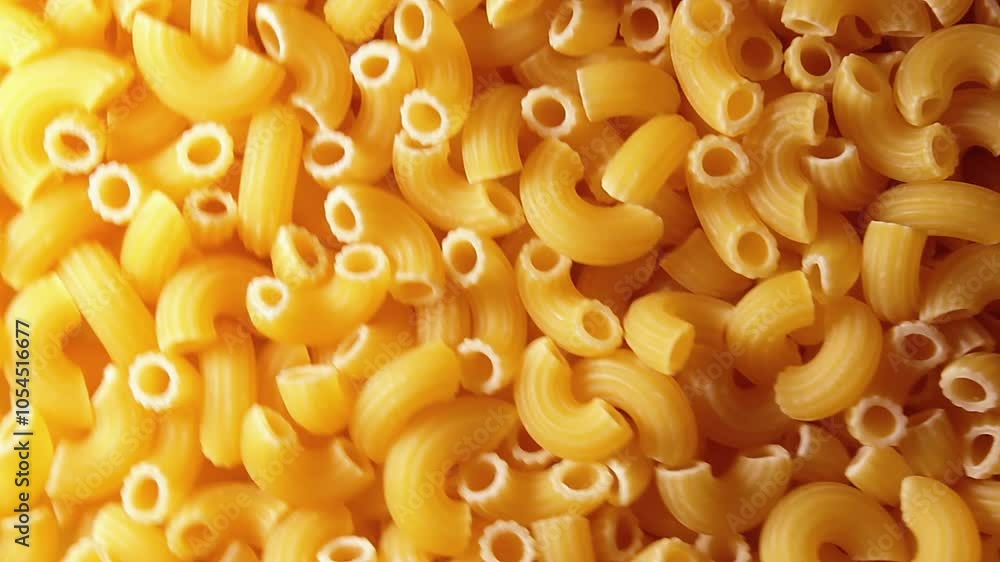 Uncooked Chifferi Rigati Pasta - Top View. Fat and Unhealthy Food. Classic Dry Macaroni, Slowly Rotating Background. Italian Culture and Cuisine. Raw Golden Pasta Texture - Left Angular Rotation Uncooked Chifferi Rigati Pasta - Top View. Fat and Unhealthy Food. Classic Dry Macaroni, Slowly Rotating Background. Italian Culture and Cuisine. Raw Golden Pasta Texture - Left Angular Rotation