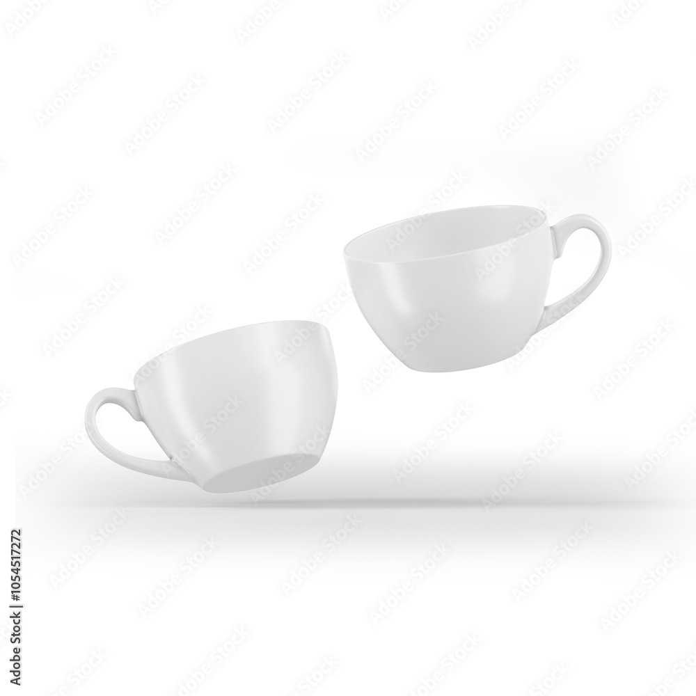Two Cup Coffee Flying on white background Two Cup Coffee Flying on white background