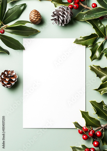christmas celebration greeting card with decorations branches and details winter theme