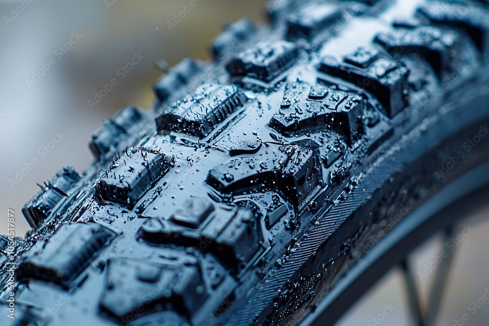 Close-up of a bicycle tire tread pattern captured outdoors. Close-up of a bicycle tire tread pattern captured outdoors.