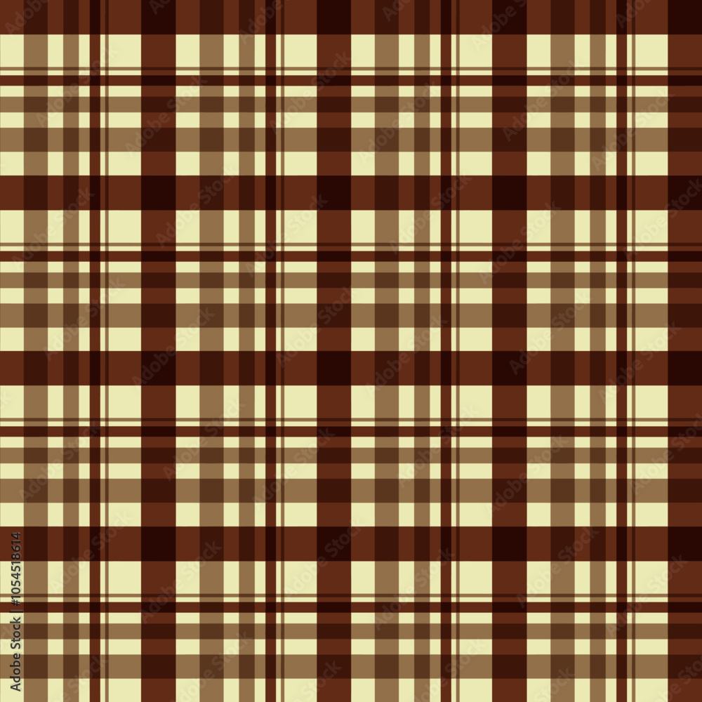 Obraz premium Brown and Cream Plaid, Vector Seamless Repeating Pattern Tile Design