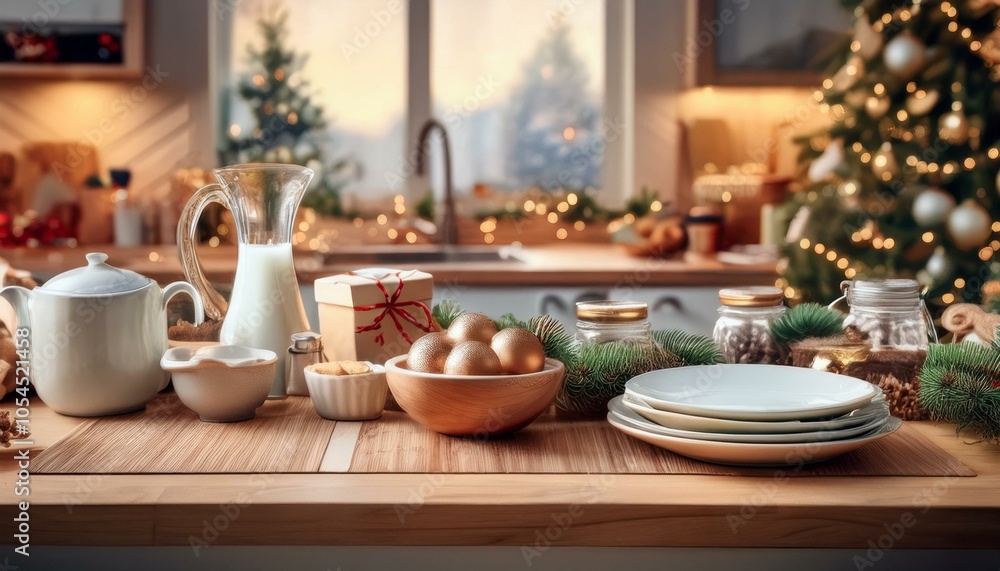 Christmas Kitchen Setting with Table Items Christmas Kitchen Setting with Table Items