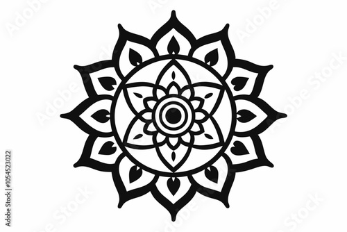 Indian Traditional Mandala art design - vector illustrations on white background.This is an editable icon.