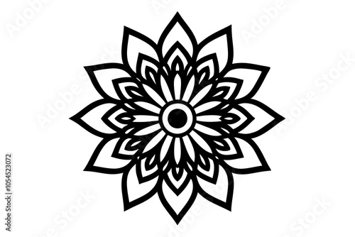 Indian Traditional Mandala art design - vector illustrations on white background.This is an editable icon.