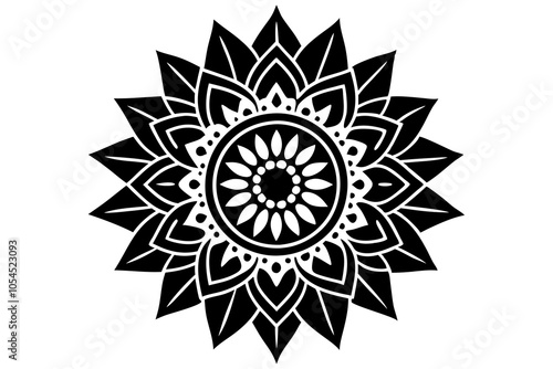 Indian Traditional Mandala art design - vector illustrations on white background.This is an editable icon.