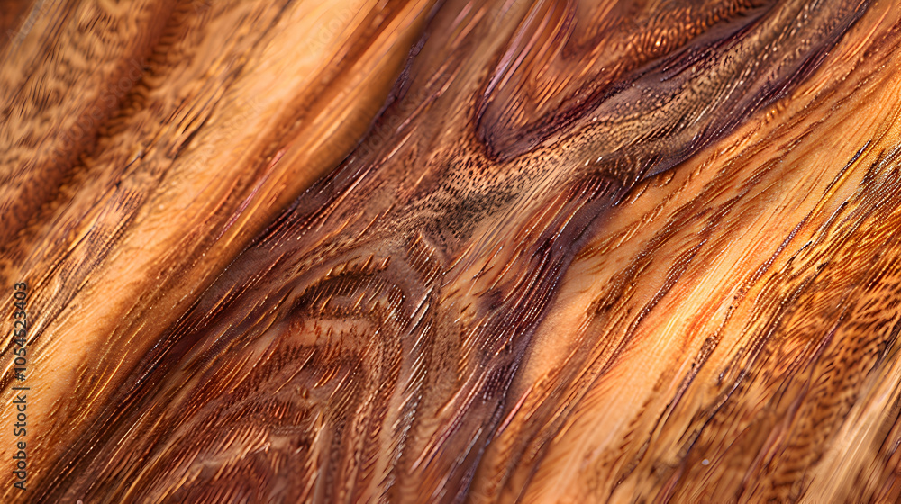 Naklejka premium Close-up of polished wooden planks, showcasing the fine details of the grain and the warm, natural colors that create an earthy, rustic atmosphere