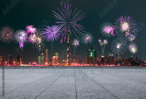 fireworks in the city night road landscape building skyline outdoor cityscape celebration hoilday happy new year
