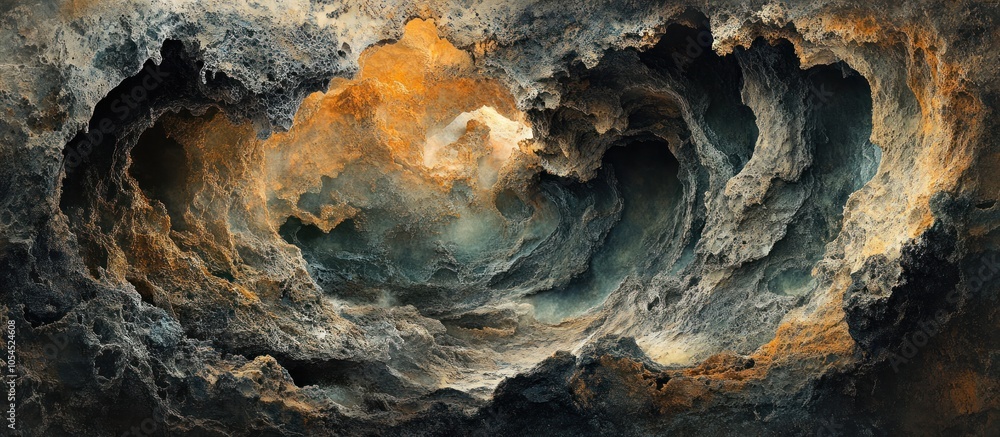 Abstract cave with textured walls in a dark, fantasy landscape. Abstract cave with textured walls in a dark, fantasy landscape.