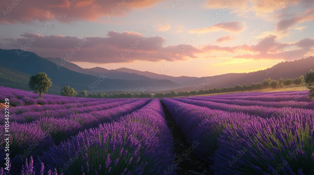 Lavender Field at summer sunrise Lavender Field at summer sunrise