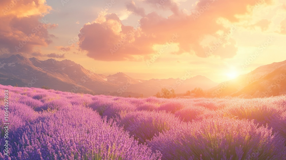 Lavender Field at summer sunrise Lavender Field at summer sunrise