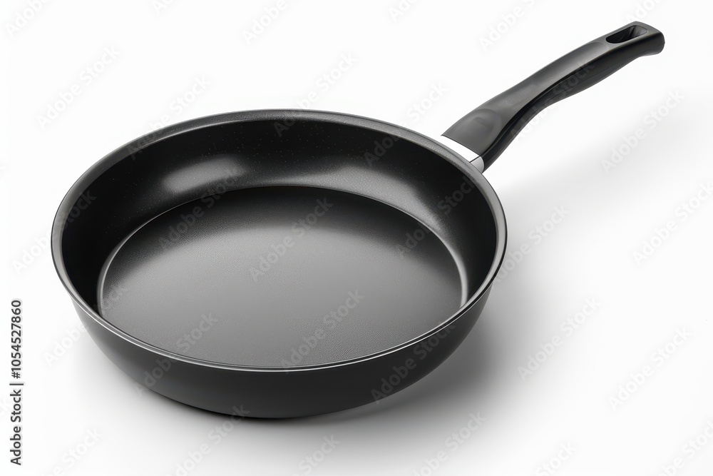 Black non stick frying pan isolated on white background Black non stick frying pan isolated on white background