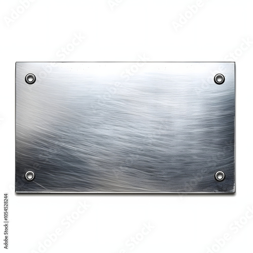 fine brushed wide metal steel or aluminum plate highlighted by white, text area, png