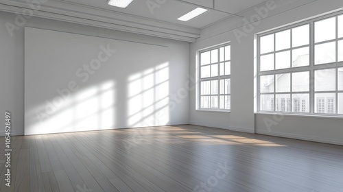 Modern Empty Office Room With White Blank Wall. 3d Render