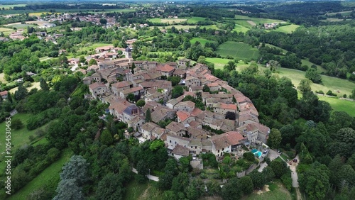 drone photo Medieval town of Pérouges france europe