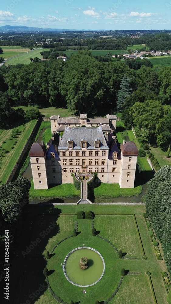 drone photo Fléchères castle France europe drone photo Fléchères castle France europe