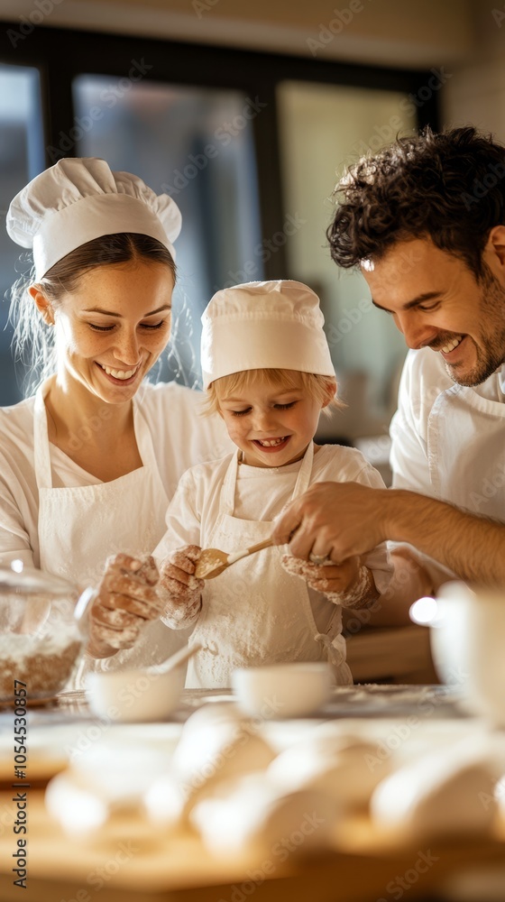Family Baking Together in a Cozy Kitchen Family Baking Together in a Cozy Kitchen