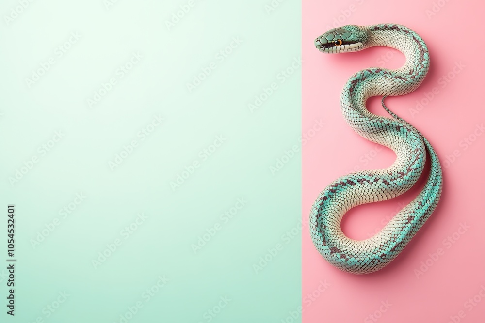 Fototapeta premium Serpent on pastel duo-tone background