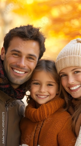 Happy Family Smiling Together in Autumn Park