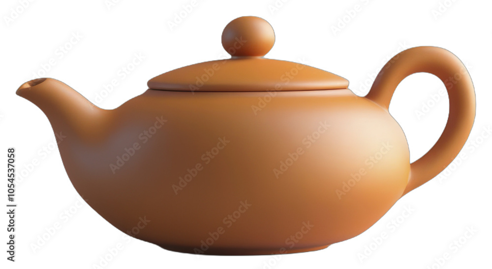 Obraz premium A traditional clay teapot with a rounded body and a small knob on the lid