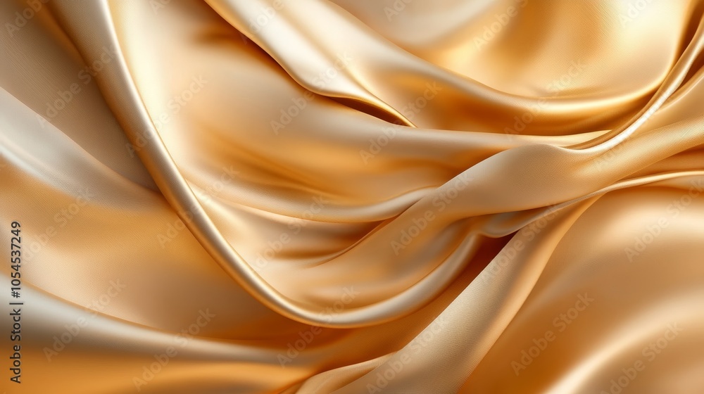 Fototapeta premium The Luminous Dance of Golden Silk: Capturing Elegance and Fluidity in a Beautiful Textile Composition