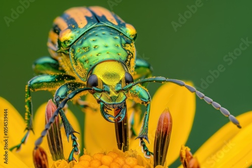 Goldenrod soldier beetle pollinating rosinweed in Minneapolis photo