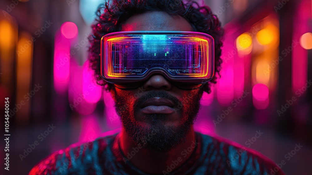Futuristic Vision Exploring the Intersection of Technology and Human Experience with Neon-Illuminated Eyewear Futuristic Vision Exploring the Intersection of Technology and Human Experience with Neon-Illuminated Eyewear