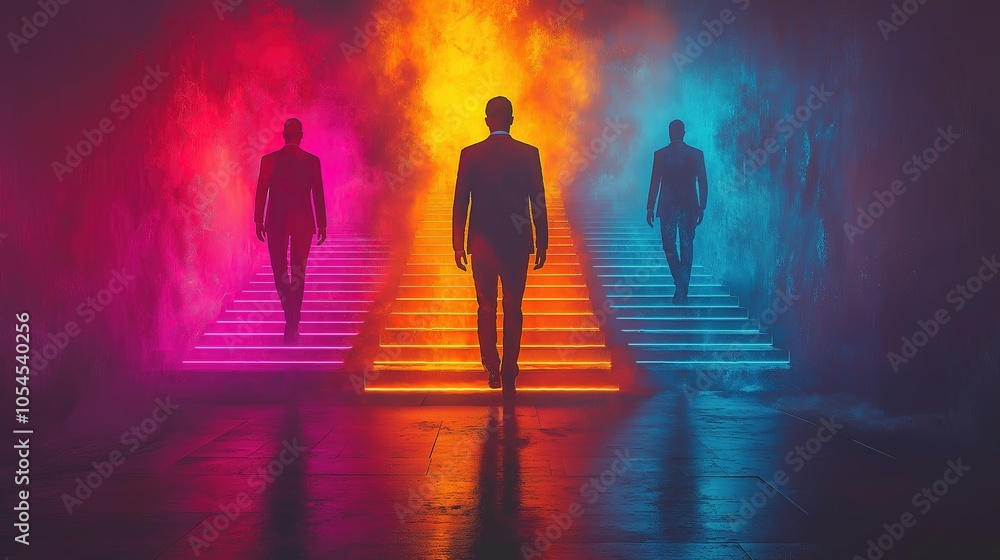 Fototapeta premium Emerging from the Shadows A Journey Through Color and Light