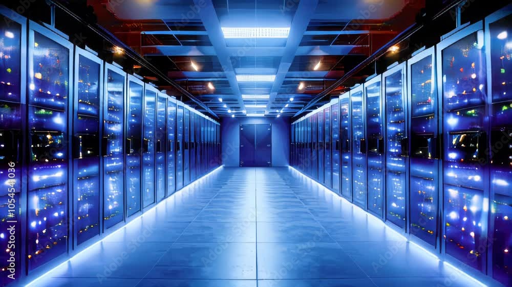 interior of a data center with neon lights interior of a data center with neon lights
