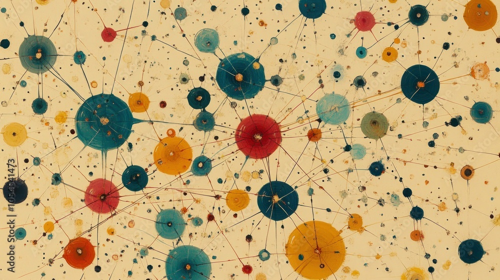 Abstract watercolor painting of connected circles on a beige background. Abstract watercolor painting of connected circles on a beige background.