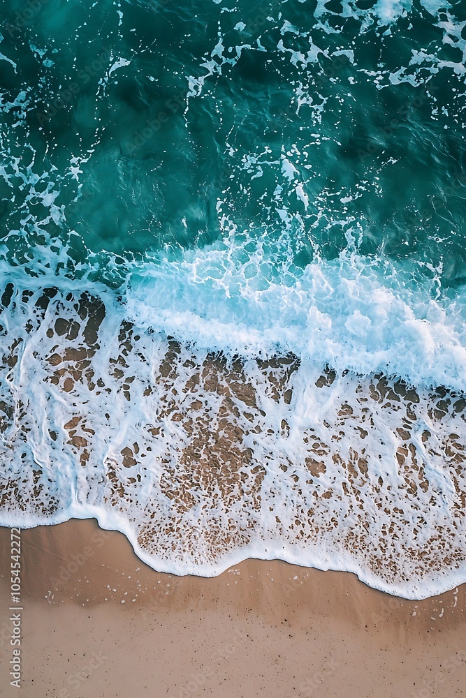 Scene of a summer beach vacation with waves lapping Scene of a summer beach vacation with waves lapping