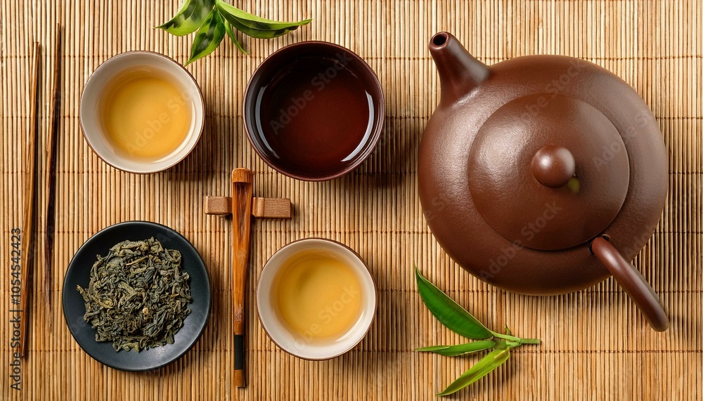 tea set on mat tea set on mat