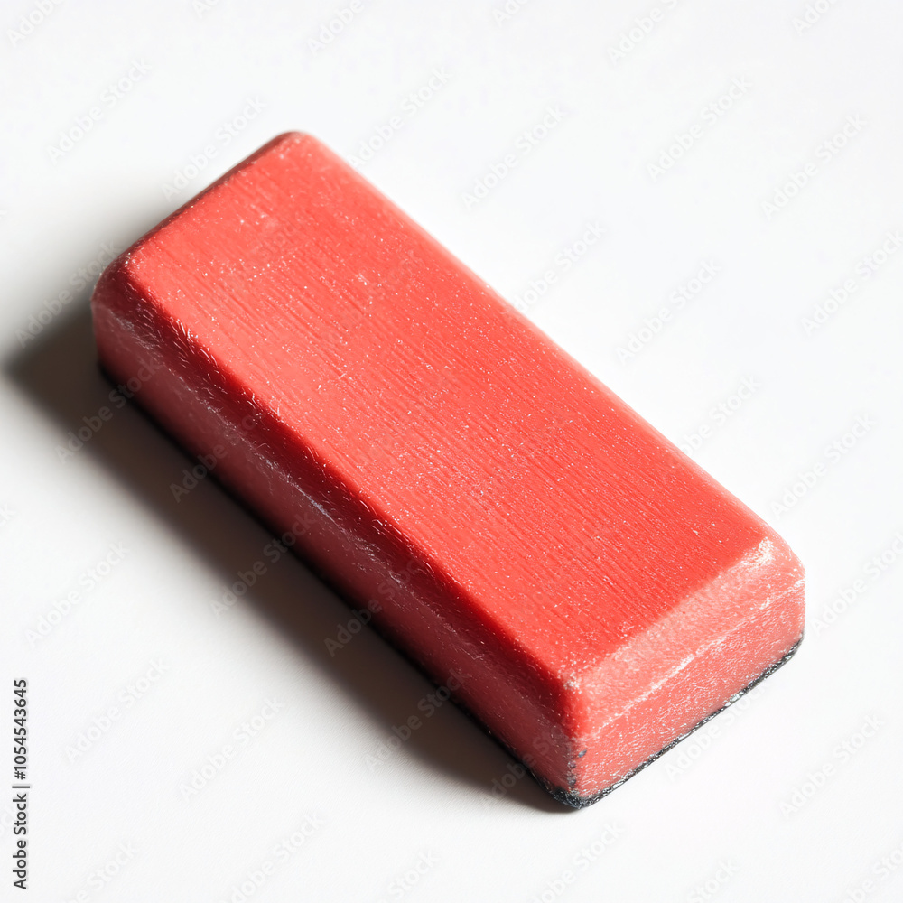 red eraser isolated on white background close up red eraser isolated on white background close up