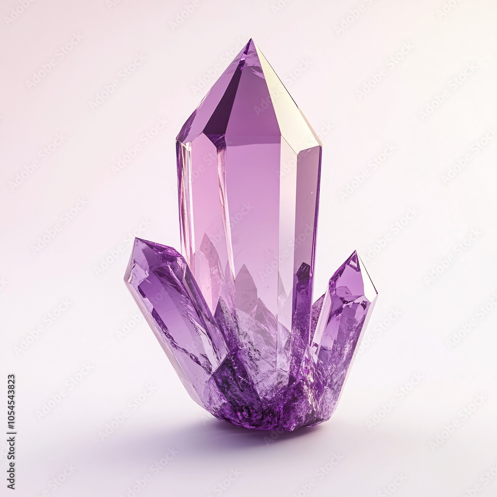 purple crystal gemstone on white background 3d render purple crystal gemstone on white background 3d render