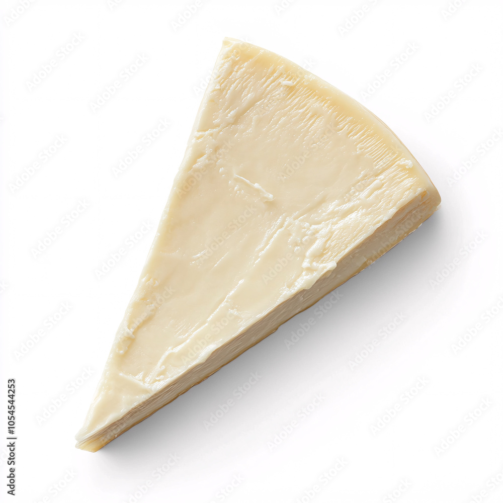 closeup top view of a wedge of white cheese on a white background closeup top view of a wedge of white cheese on a white background