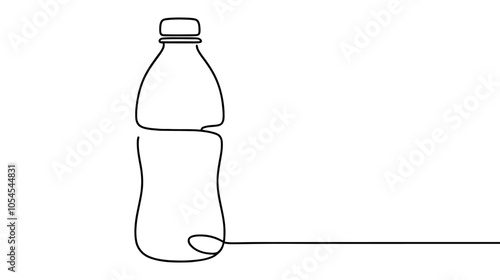 One continuous line illustration of a plastic bottle, isolated on white background.