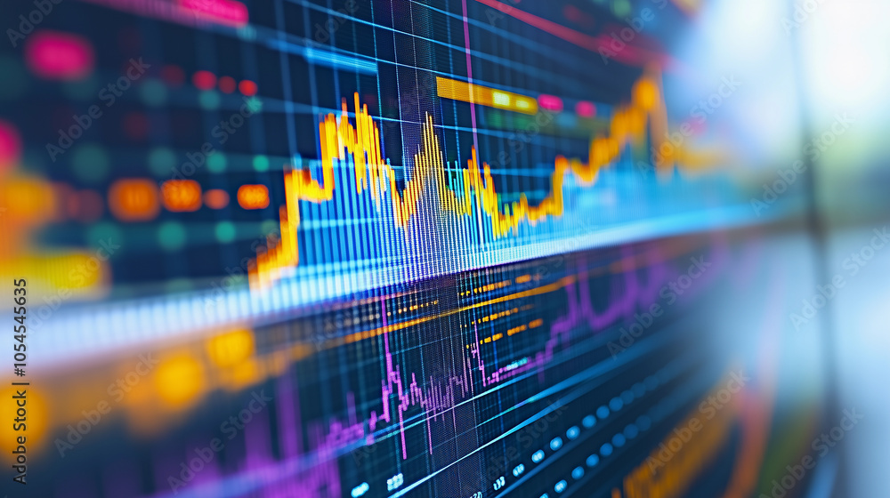 a background graphic related to the finance market, cryptocurrency trading, and investment