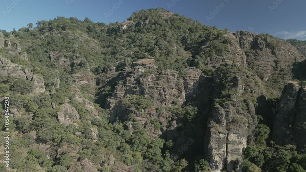 Aerial view of the mountains of Amatlán and Tepoztlán in the state of Morelos, Mexico. Horizontal video with drone. Travel and vacation concept Aerial view of the mountains of Amatlán and Tepoztlán in the state of Morelos, Mexico. Horizontal video with drone. Travel and vacation concept