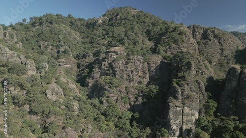Aerial view of the mountains of Amatlán and Tepoztlán in the state of Morelos, Mexico. Horizontal video with drone. Travel and vacation concept