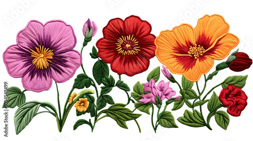 Flower embroidery png cut out element set