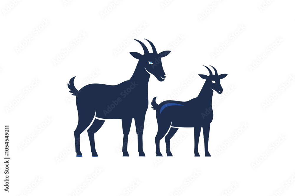 Goats standing up isolated on a white background Goats standing up isolated on a white background