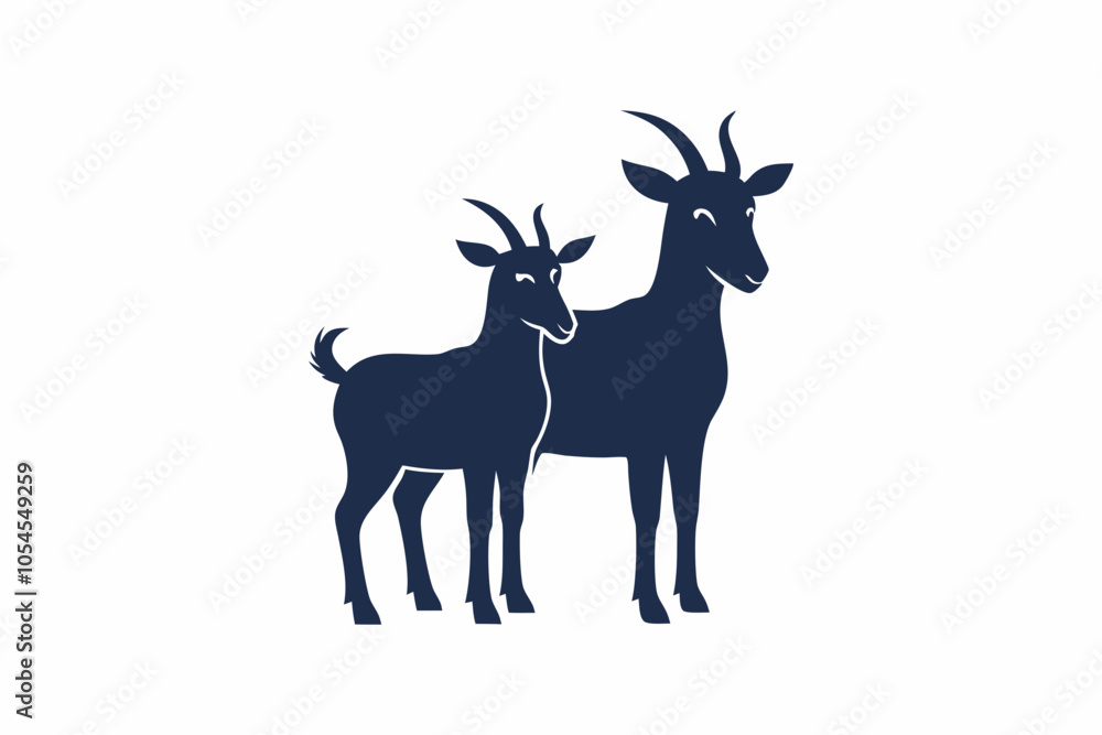 Goats standing up isolated on a white background Goats standing up isolated on a white background